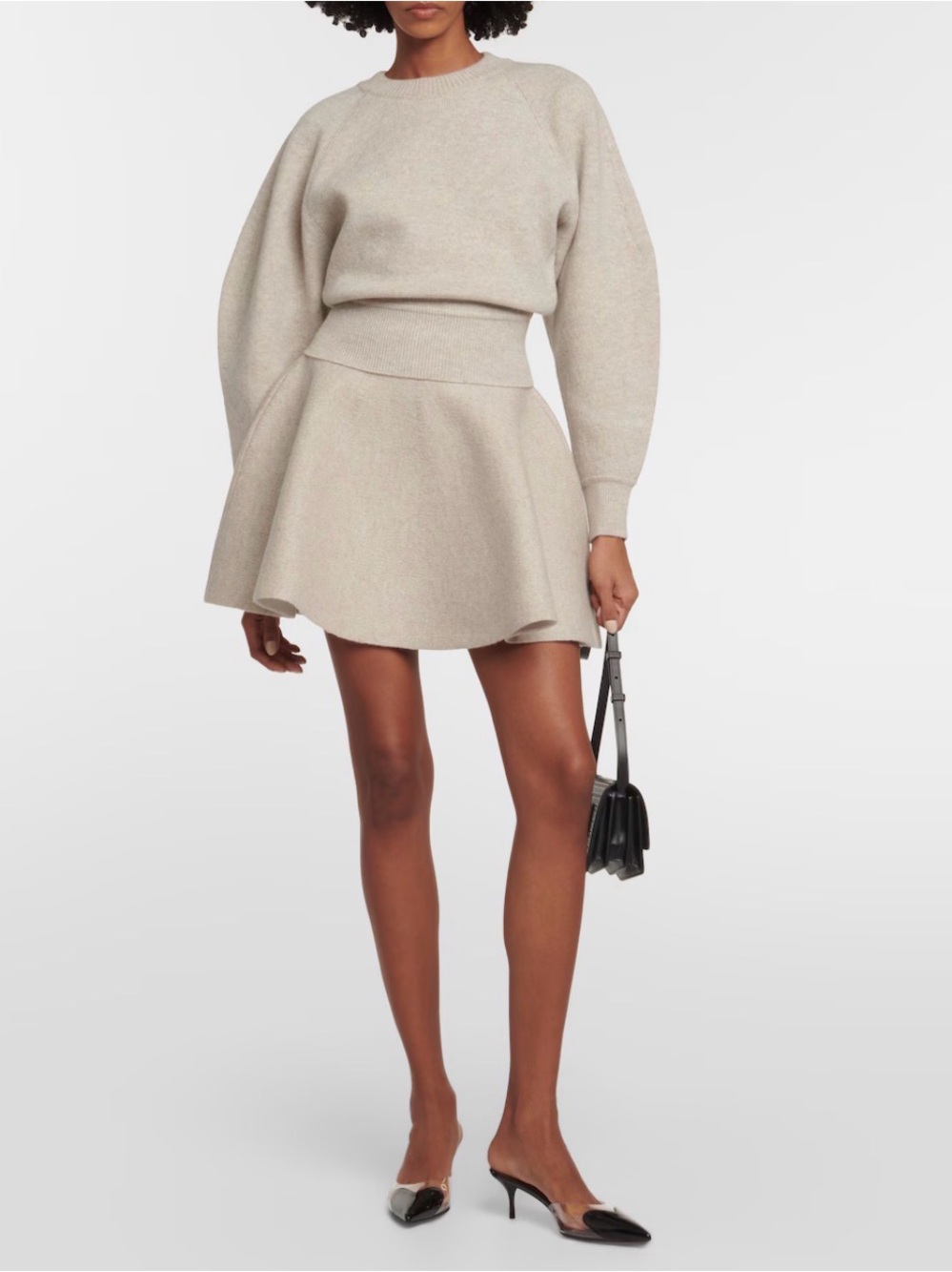 ๐ค Anthropologie MABLE Cream Knit A-Line Skater Mini Skirt โ Size Small
